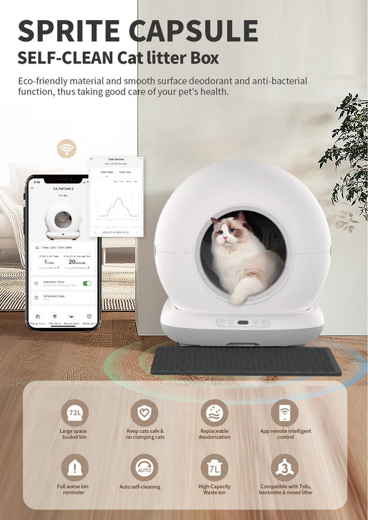 Smart Automatic Cat Litter Box – Self-Cleaning with App Control & Camera