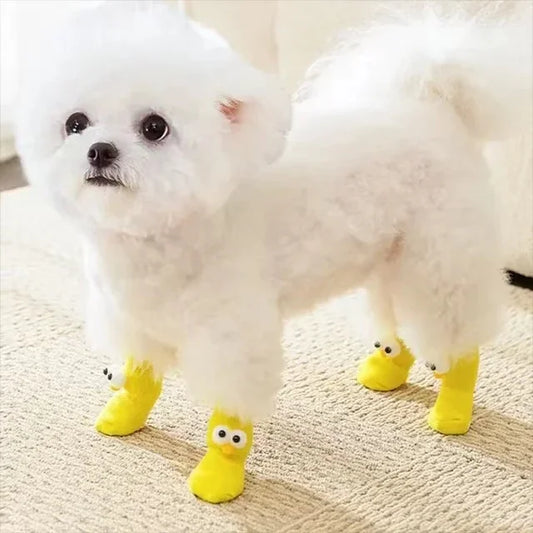 4-Pack Cute Pet Socks – Anti-Slip Paw Protectors for Small Dogs & Cats