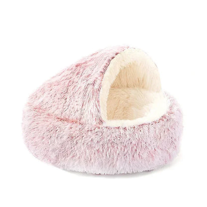 Winter Plush Cat Bed – Round Cozy Cushion for Small Cats