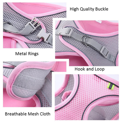Reflective Pet Harness & Leash Set – Adjustable, Breathable for Cats & Dogs
