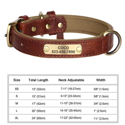 Personalized Dog Collar – Custom Engraved PU Leather with ID Name plate