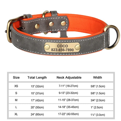 Personalized Dog Collar – Custom Engraved PU Leather with ID Name plate