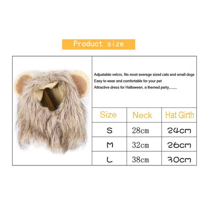 Pet Lion Wig Cap Costume