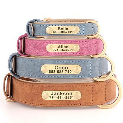 Personalized Dog Collar – Custom Engraved PU Leather with ID Name plate