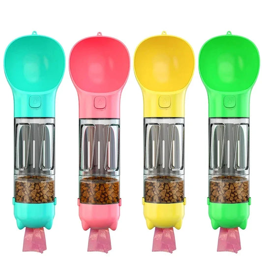 Leak-Proof Portable Pet Travel Bottle – Water, Food & Poop Bag Holder