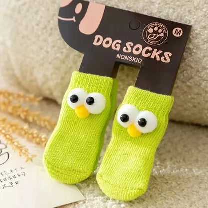4-Pack Cute Pet Socks – Anti-Slip Paw Protectors for Small Dogs & Cats