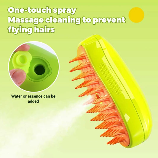 3-in-1 Pet Grooming Steam Brush – Shedding, Massage & Cleaning Tool