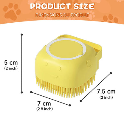 Dog & Cat Bath Brush – Shampoo Dispenser + Massage Bristles