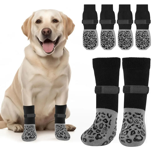 4-Pack Anti-Slip Dog Socks – Paw Protection with Strong Grip