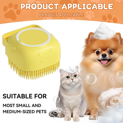 Dog & Cat Bath Brush – Shampoo Dispenser + Massage Bristles