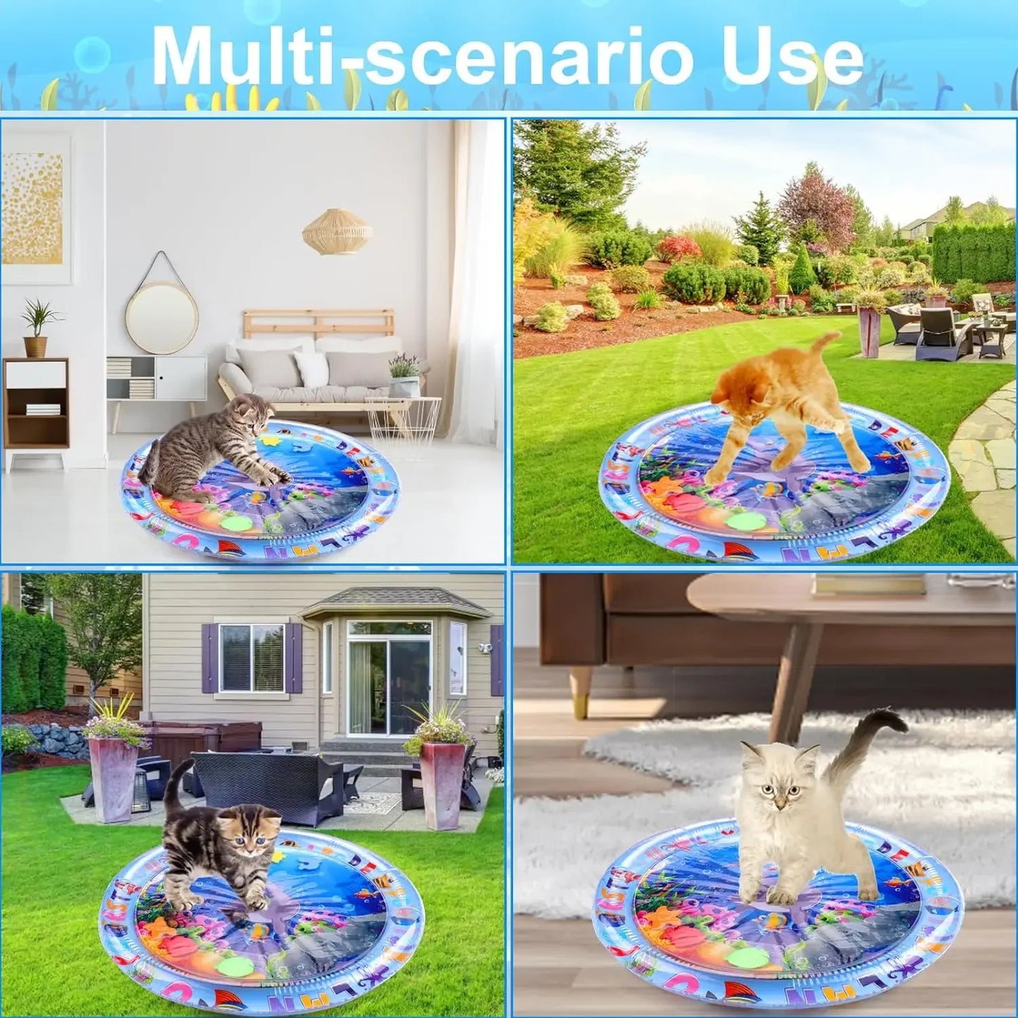 Pet Water Play Mat – Thickened Inflatable Sensory Mat with Fish Design