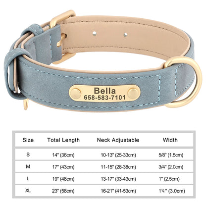 Personalized Dog Collar – Custom Engraved PU Leather with ID Name plate