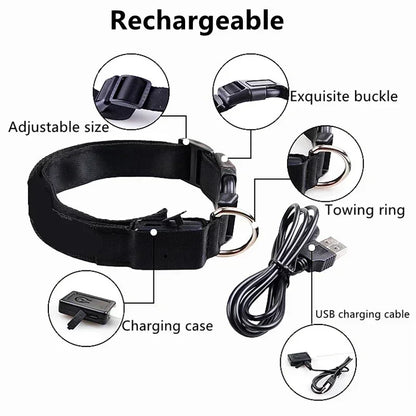 LED Dog Collar – Adjustable Rechargeable Glowing Night Safety Collar